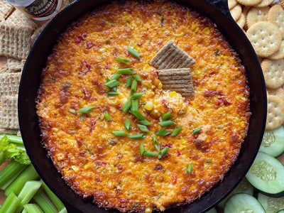 Baked Pimento Cheese Dip with Corn & Lobster