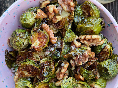 Crispy Brussel Sprouts with Duke's Spicy Ground Mustard Vinaigrette