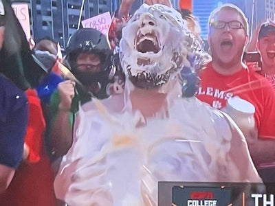 Fan takes mayonnaise bath during College GameDay